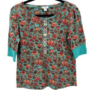 Floral Waffle Knit Top- Size XS